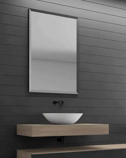 Oval vessel basin on a floating timber shelf in a Ballarat bathroom renovation
